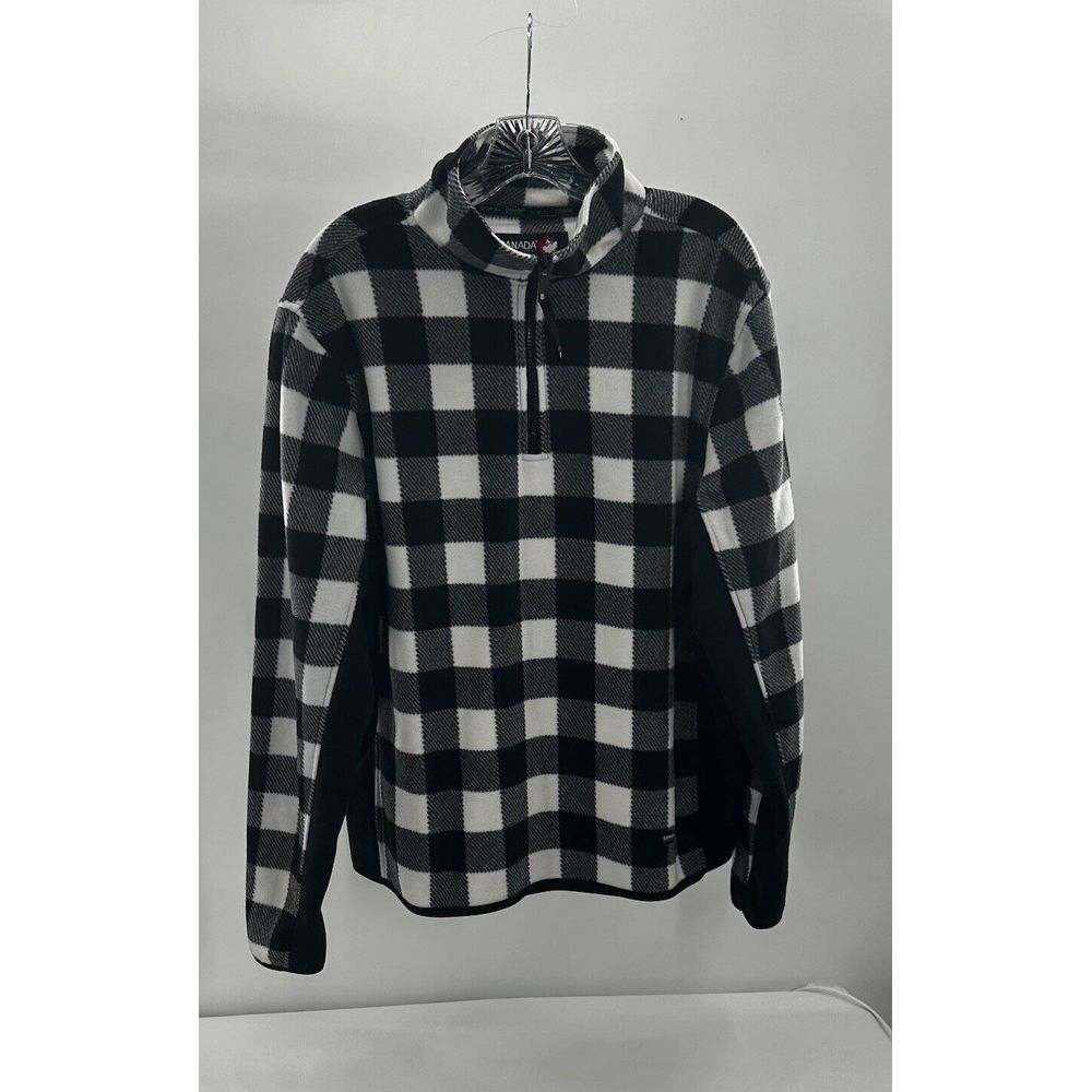 Canada‎ Weather Gear Men's 1/4 Zip Fleece Jacket Black and White Size Large NWT